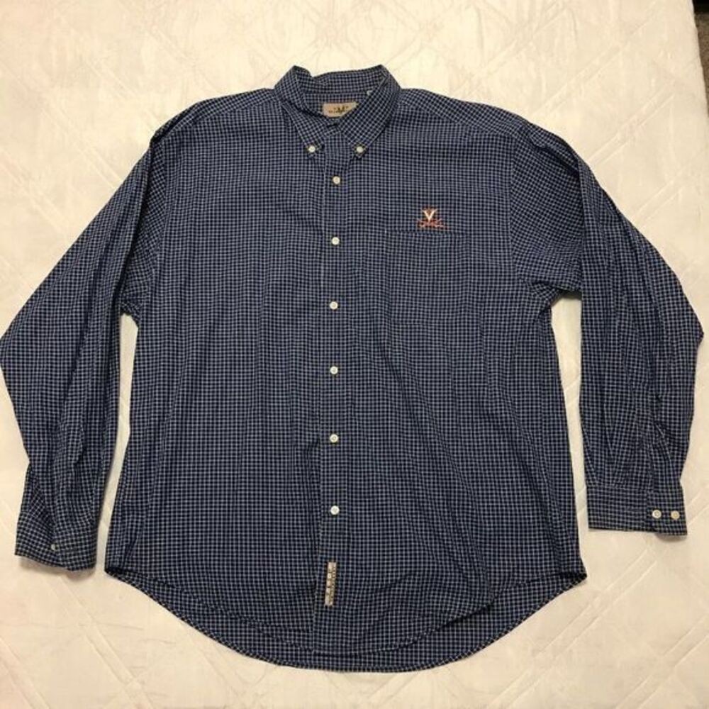 VESI Sportswear VA Cavaliers long sleeve blue‎ check dress shirt XL